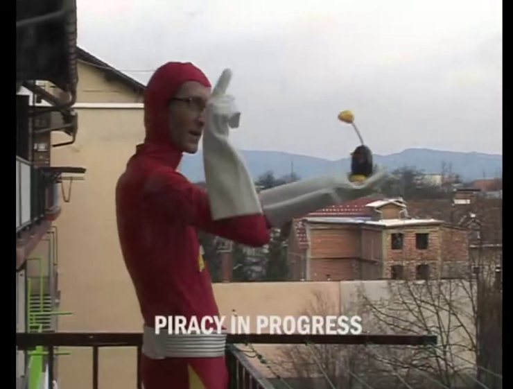 C-Man determines the direction of a copyright violation from his secret fire escape